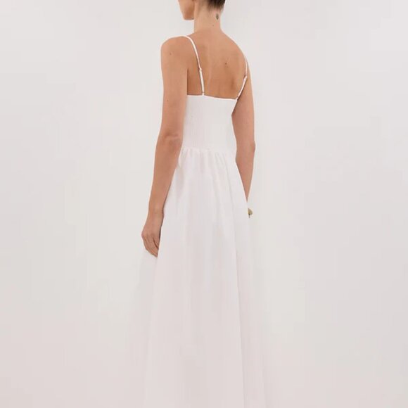 MILANO WHITE COTTON MIDI DRESS - Picture 4 of 5